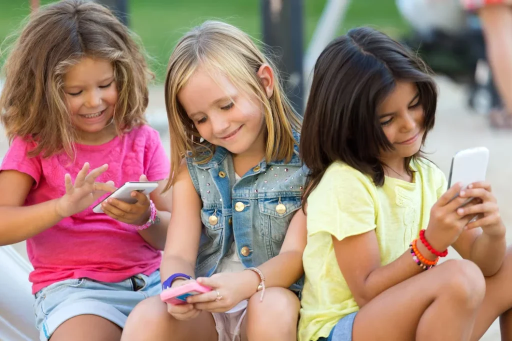 Kids and Teens with mobile phone